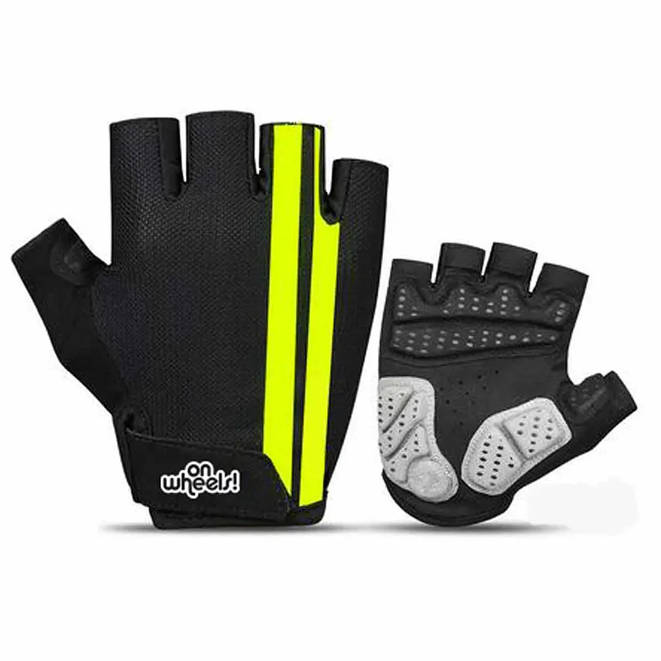 Guante OnWheels Gel Negro Linea Amarilla 1