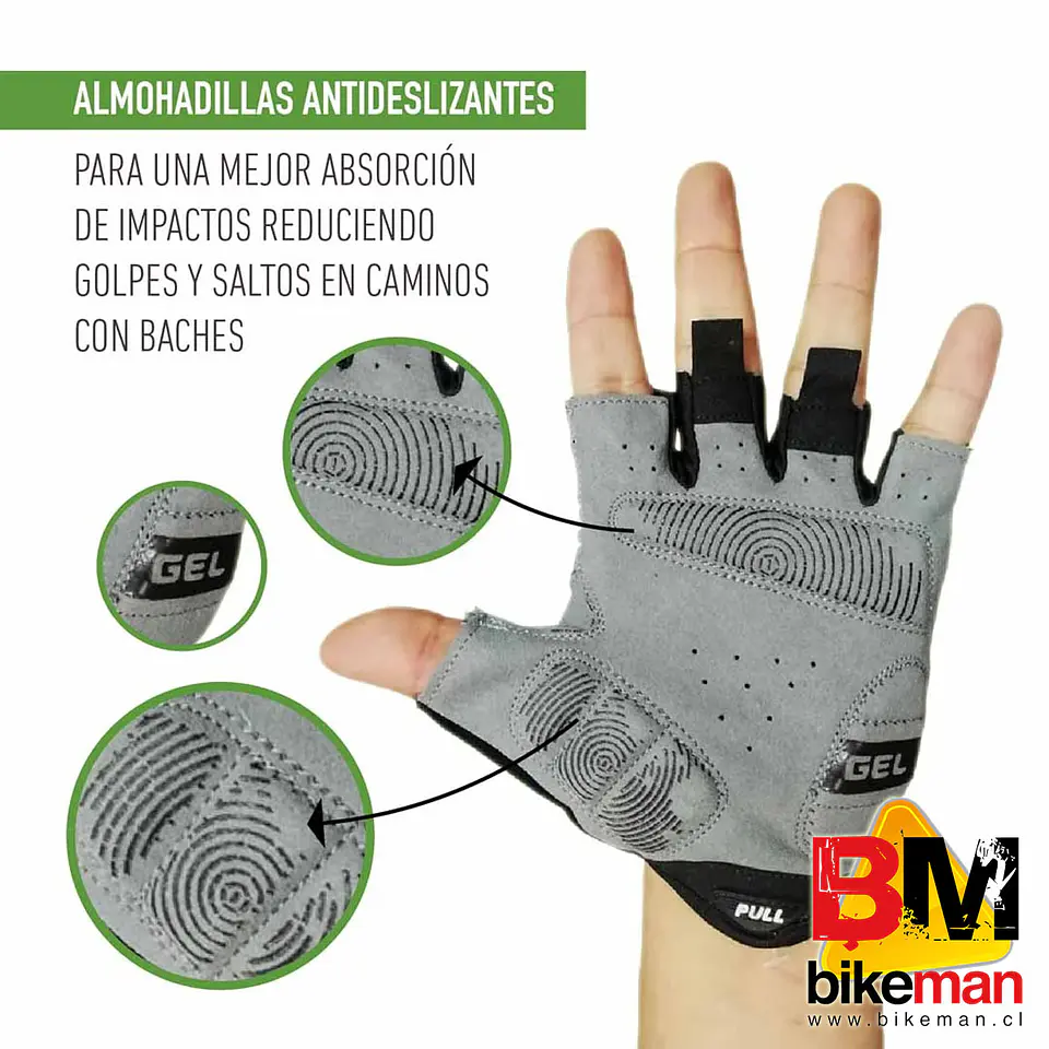 Guante OnWheels Gel Verde Negro 3
