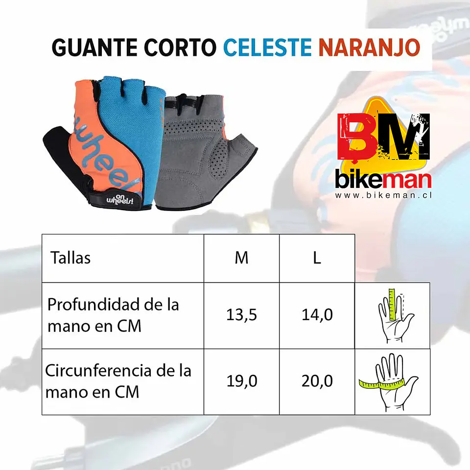 Guante OnWheels Gel Celeste Naranja 4