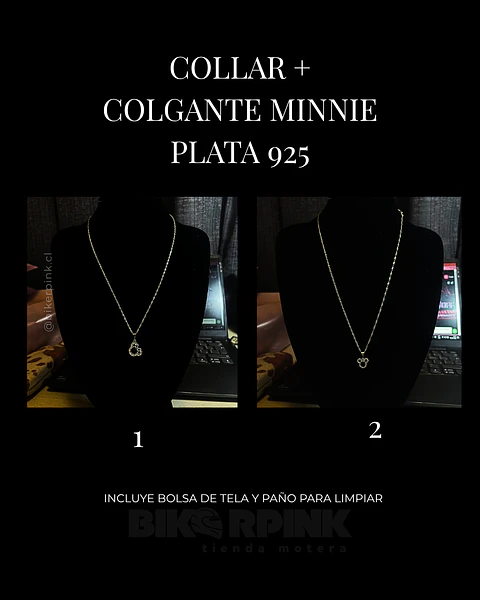 COLLAR + COLGANTE MINNIE PLATA 925