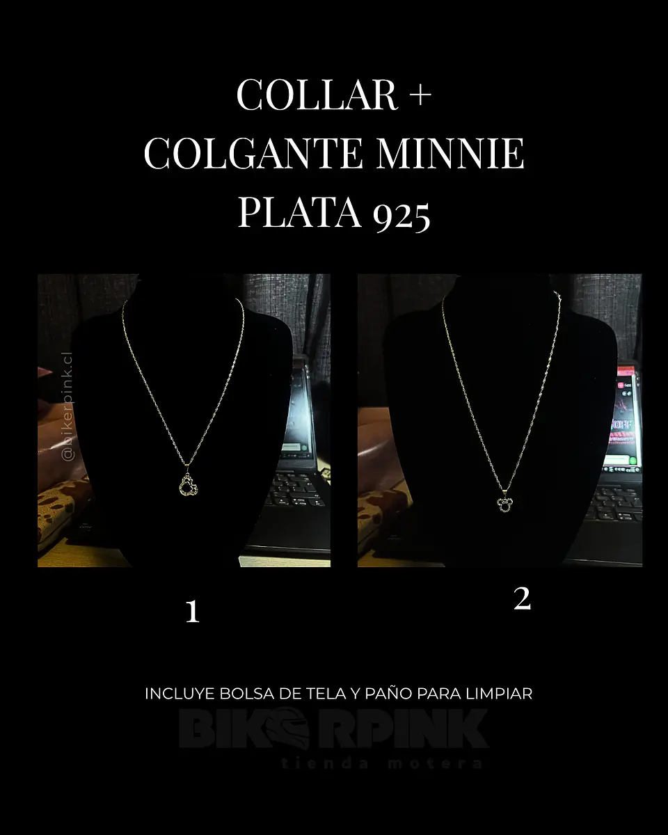 COLLAR + COLGANTE MINNIE PLATA 925 1
