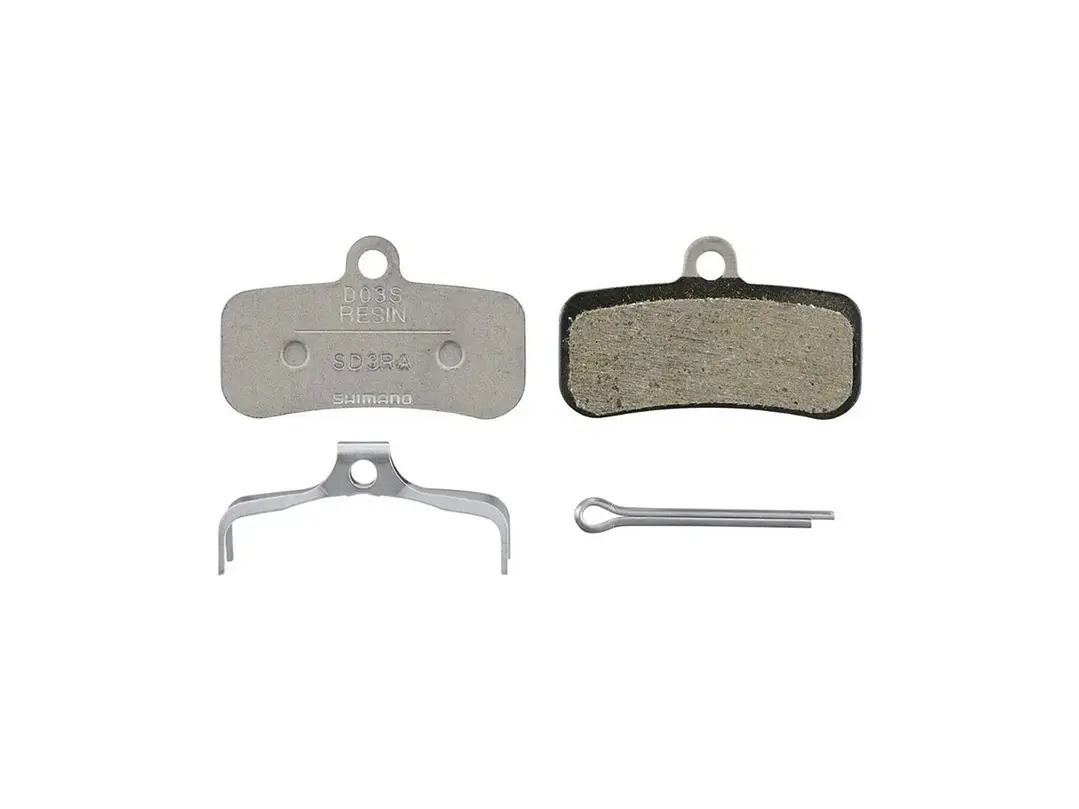 PASTILLA FRENO SHIMANO RESIN PAD W/O FIN (D03S-RX), PAD SPRING, W/SPLIT PIN, 1 PAIR, IND.PACK 1