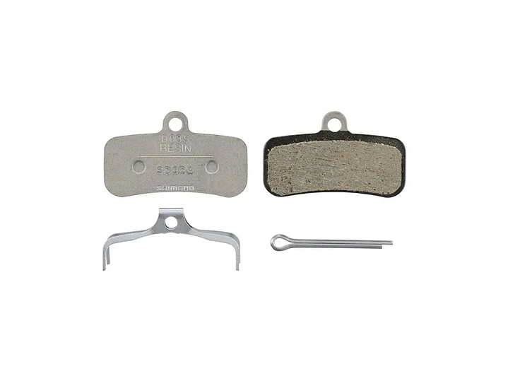 PASTILLA FRENO SHIMANO RESIN PAD W/O FIN (D03S-RX), PAD SPRING, W/SPLIT PIN, 1 PAIR, IND.PACK 1
