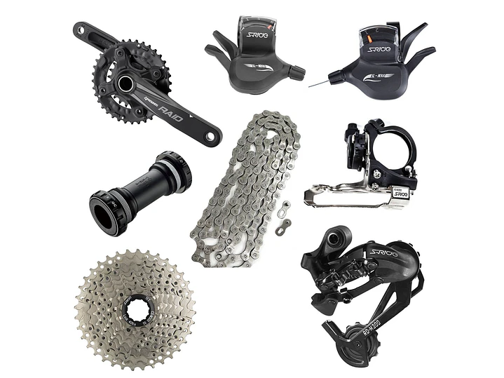 TRANSMISION SET S-RIDE 2X9V (11-40T) PIÑON/CAMBIO/MANILLAS/CAMBIADOR/CADENA/VOLANTE 1