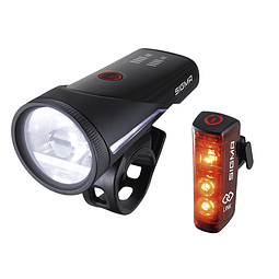 JOGO DE LUZES SIGMA DIANTEIRA AURA 100 TRASERA BLAZE LINK LED USB NEGRO