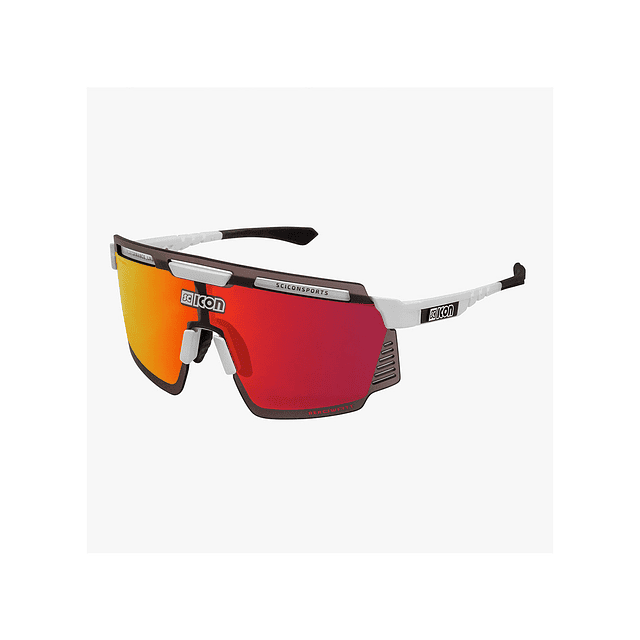SCICON AEROWATT ÓCULOS DE SOL BRANCOS BRILHANTES (LENTE VERMELHA MULTIESPELHO)