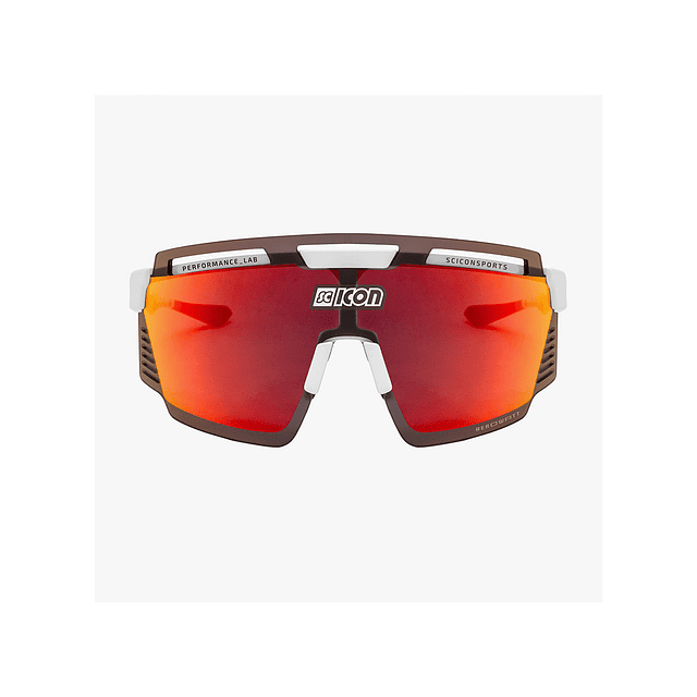 SCICON AEROWATT ÓCULOS DE SOL BRANCOS BRILHANTES (LENTE VERMELHA MULTIESPELHO)