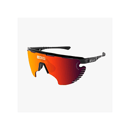 SCICON AEROWING LAMON ÓCULOS DE SOL PRETOS BRILHANTES (LENTE VERMELHA MULTIESPELHO)