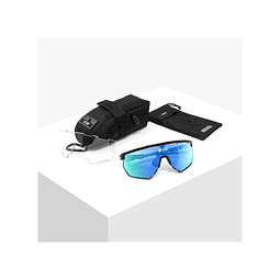 SCICON AEROWING ÓCULOS DE SOL PRETOS BRILHANTES (LENTE AZUL MULTIESPELHO)