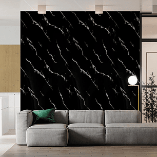 Plancha PVC estilo mármol, Black Curve para pared 122 x 244cm