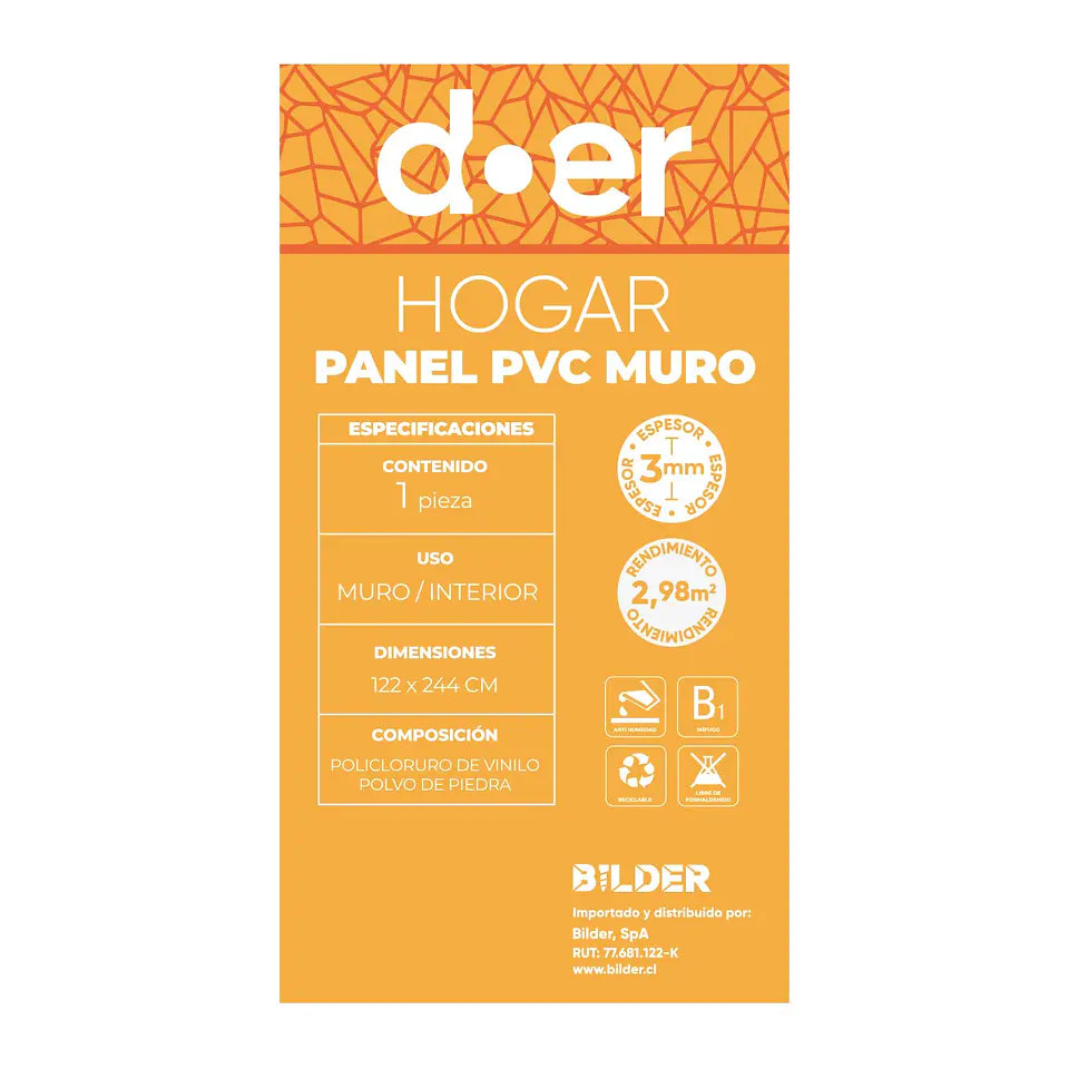 Plancha PVC estilo mármol, Dark Gray para pared 122 x 244cm 3