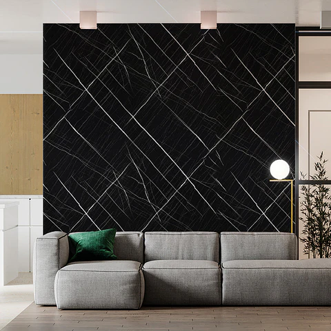 Plancha PVC estilo mármol, Black Line para pared 122 x 244cm