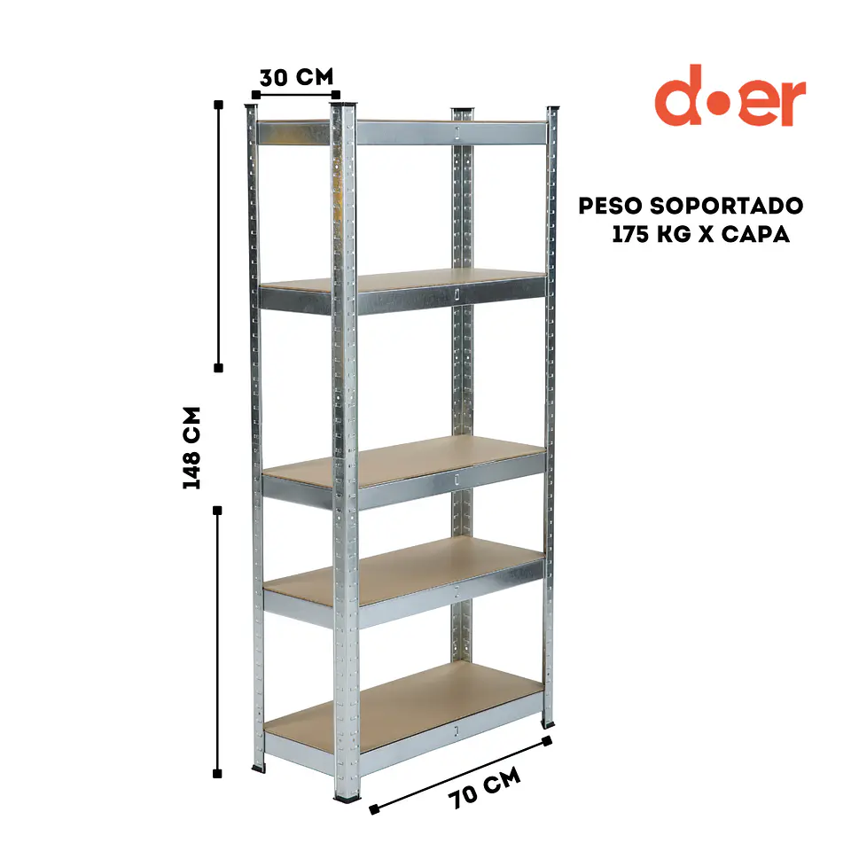 Estante Rack Metálico 148x70x30 galvanizado 3