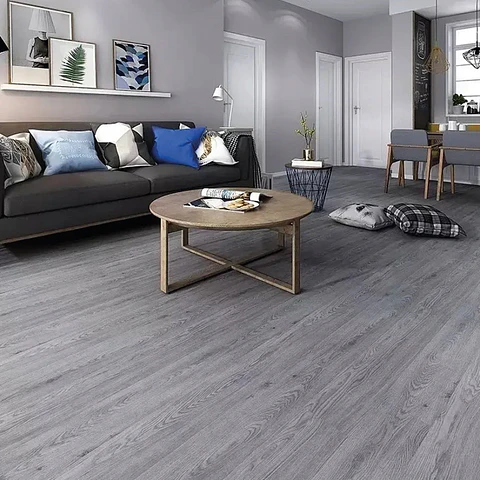 Piso Vinílico SPC Gris Biselado 2,24mt2, 5mm 122x18,4 cm