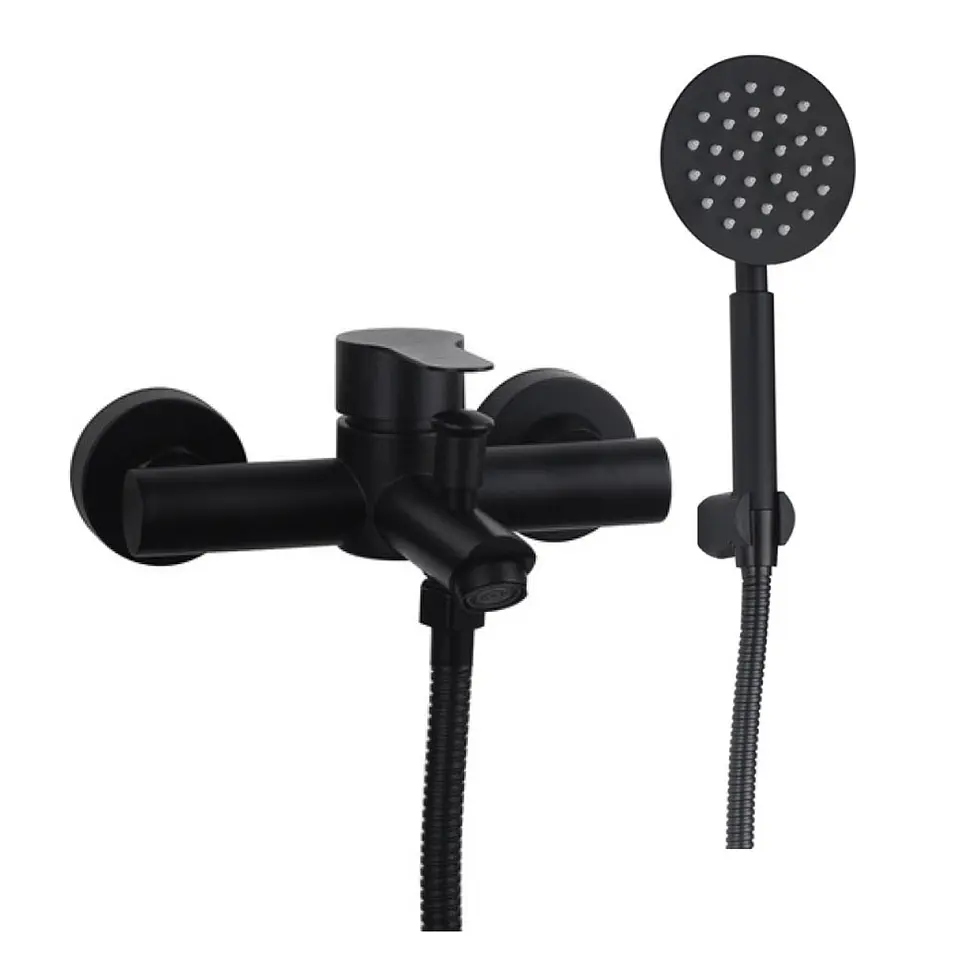 Combo Cabina de Ducha 80x80x200 + Grifería monomando ducha + Grifería lavamanos Negro 3