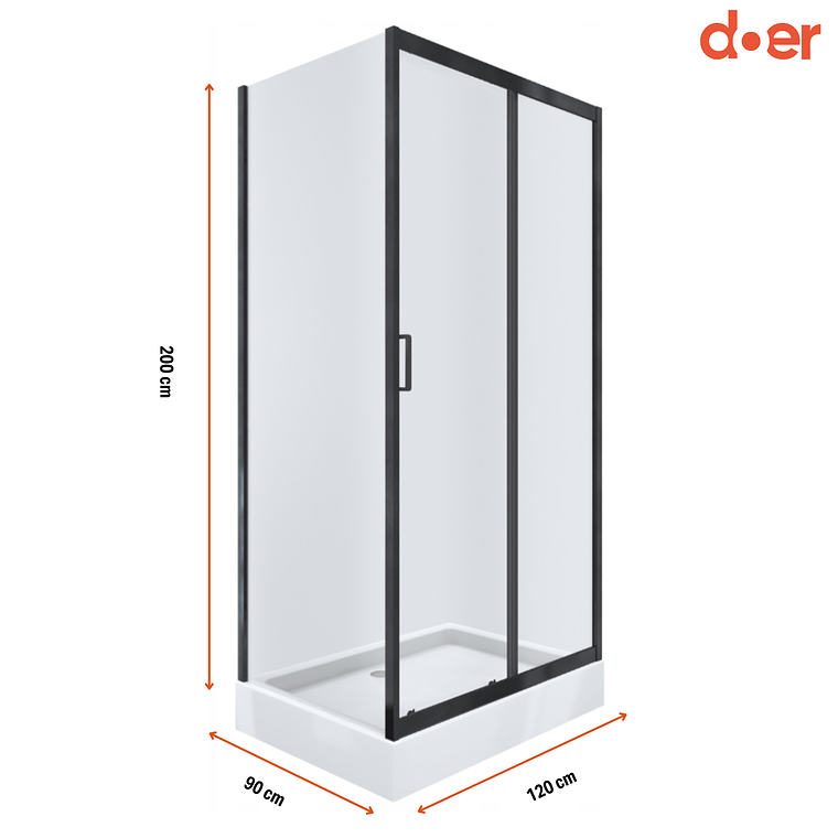 Cabina de ducha Elegance Large Negra 90x120x200cm diseño Rectangular 3