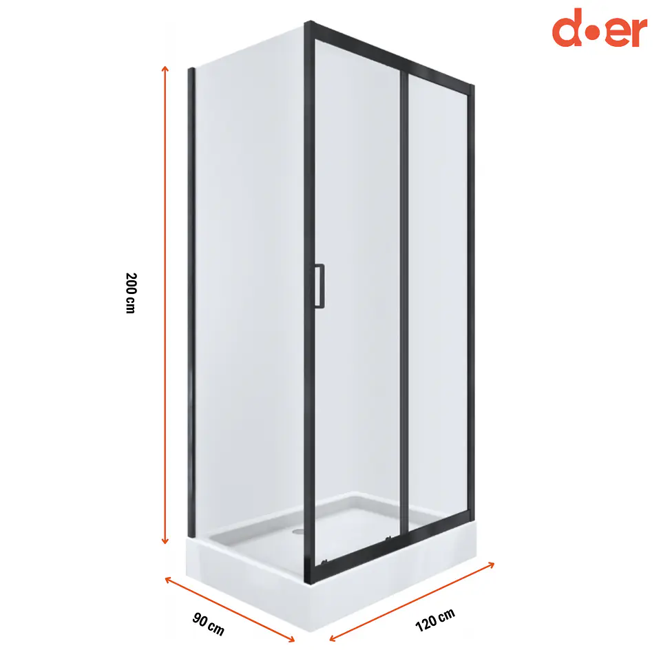 Cabina de ducha Elegance Large Negra 90x120x200cm diseño Rectangular 3