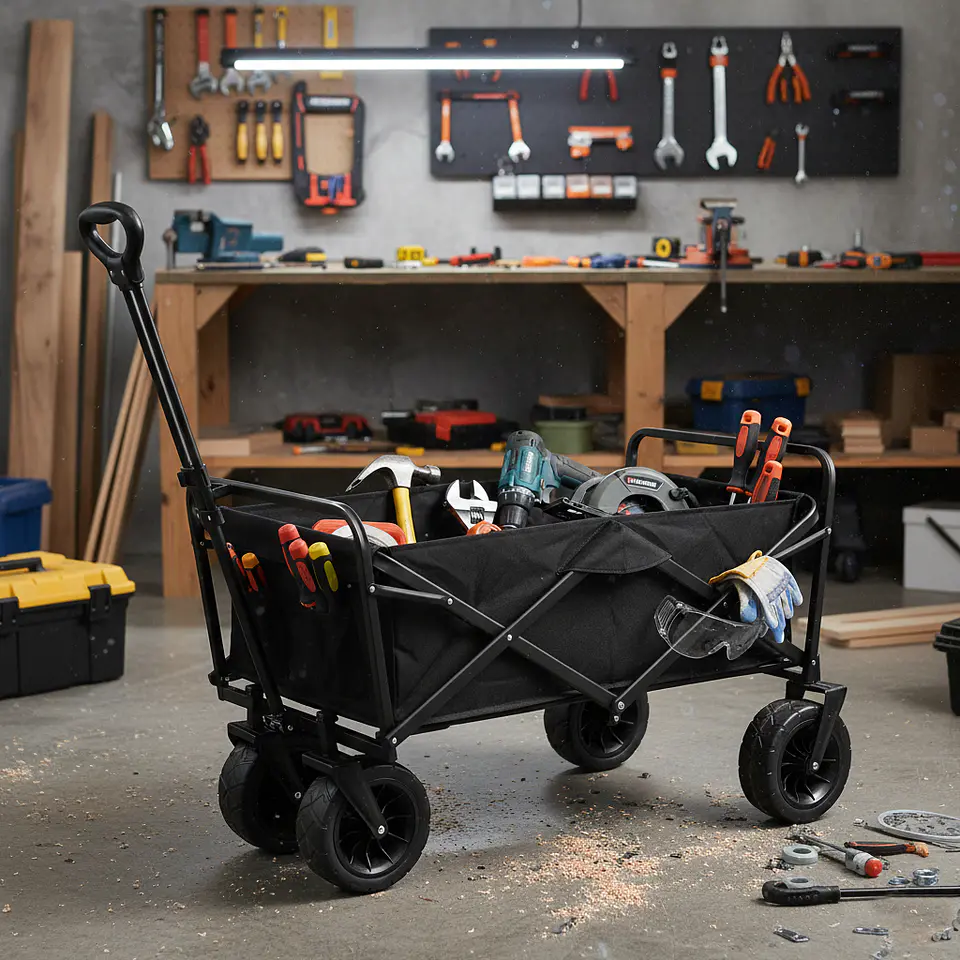 Carro para Compras Plegable Negro 90x58x58cm 2