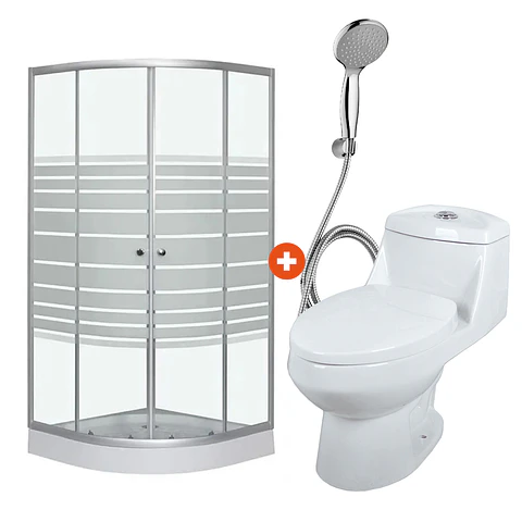 Combo Cabina de ducha 90x90x192 + WC OnePiece + Duchador Cromado