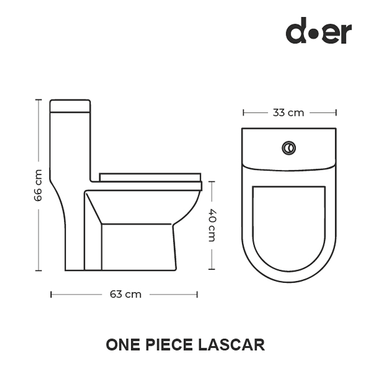 WC One Piece Lascar Descarga a Muro 4-6 litros, Blanco 3