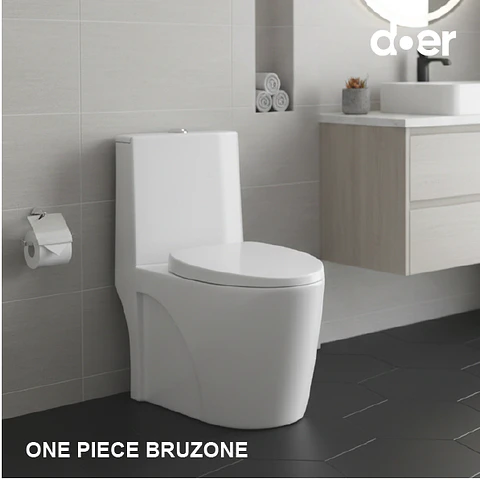 WC One Piece Bruzone Certificado, 4/6 litros descarga a Piso distancia 30cm blanco