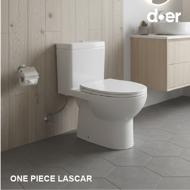 WC One Piece Lascar Descarga a Muro 4-6 litros, Blanco 2