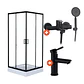 Combo Cabina de Ducha 80x80x200 + Grifería monomando ducha + Grifería lavamanos Negro - Miniatura 1