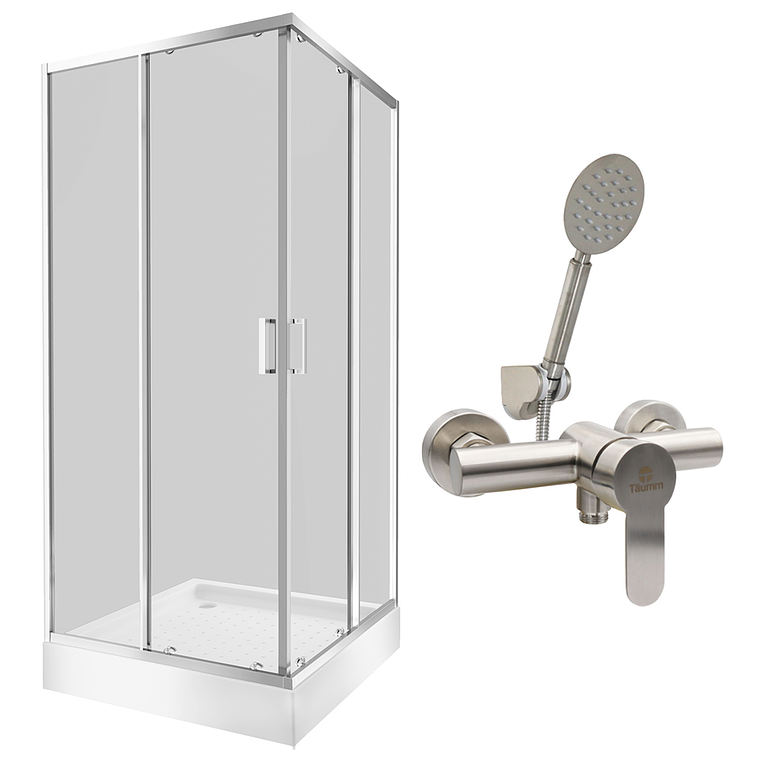 Pack Cabina de ducha 90x90 + Grifería Metálica 1