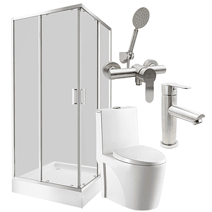 Combo Renueva tu baño III  (Cabina+Sanitario premium+Grifería ducha y Lavamanos)