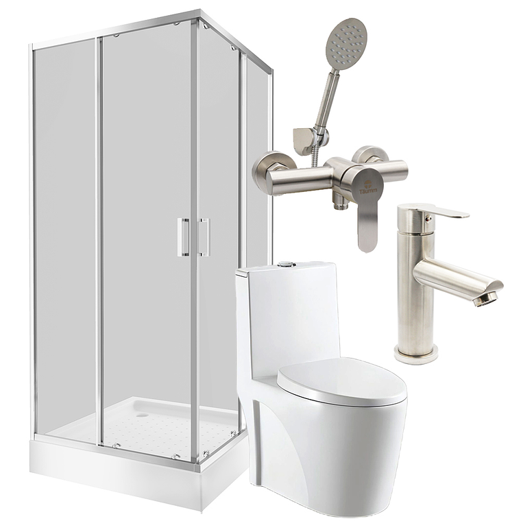 Combo Renueva tu baño III  (Cabina+Sanitario premium+Grifería ducha y Lavamanos) 1