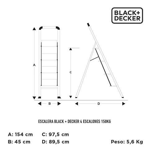Escalera Black + Decker 4 escalones 150Kg
