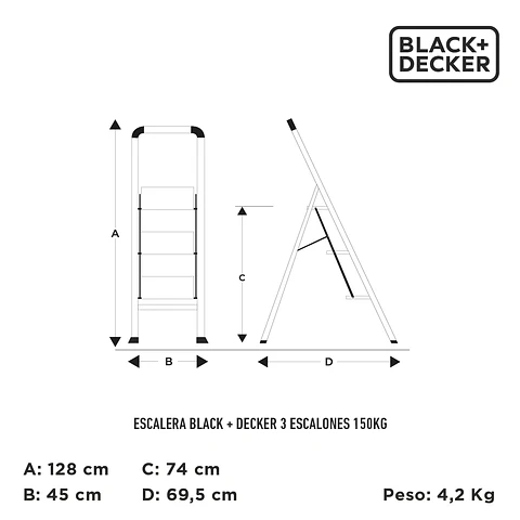 Escalera Black + Decker 3 escalones 150Kg