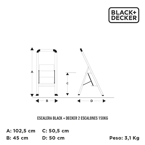 Escalera Black + Decker 2 escalones 150Kg