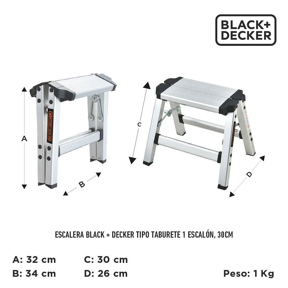 Escalera Black + Decker tipo Taburete 1 escalón, 30cm 3