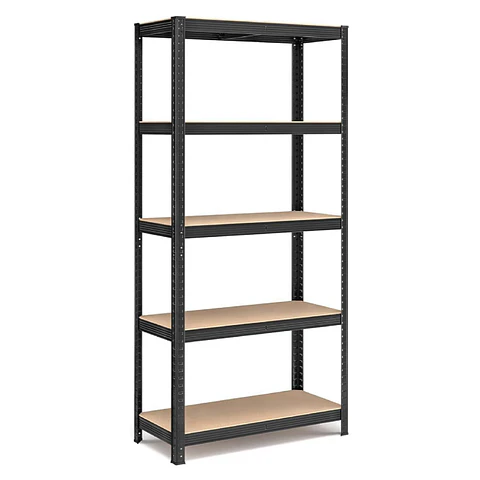 Estante Rack Metálico Negro 70x30x150cm, 5 Repisas, 175kg