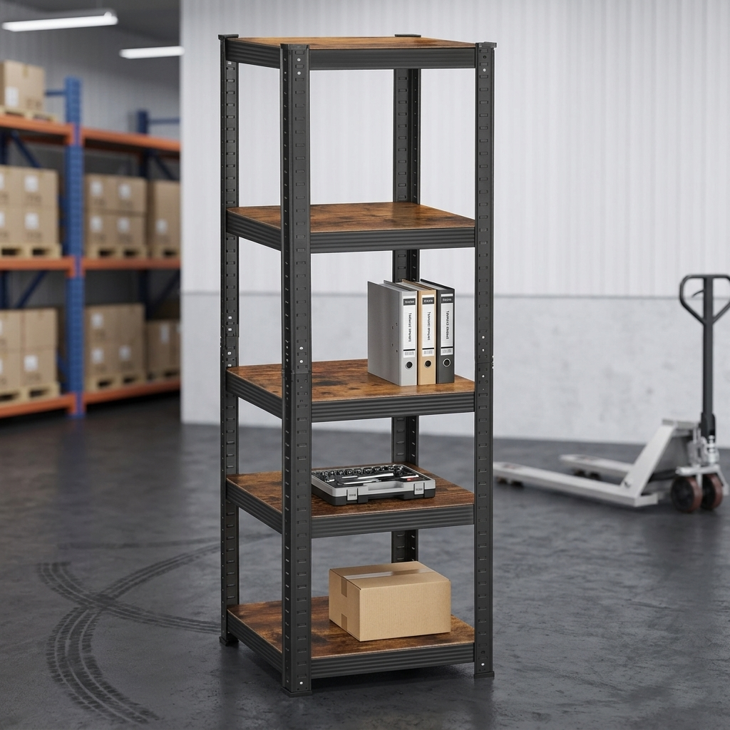 Estante Rack Metálico Negro 40x40x180cm,  5 Repisas, 200kg