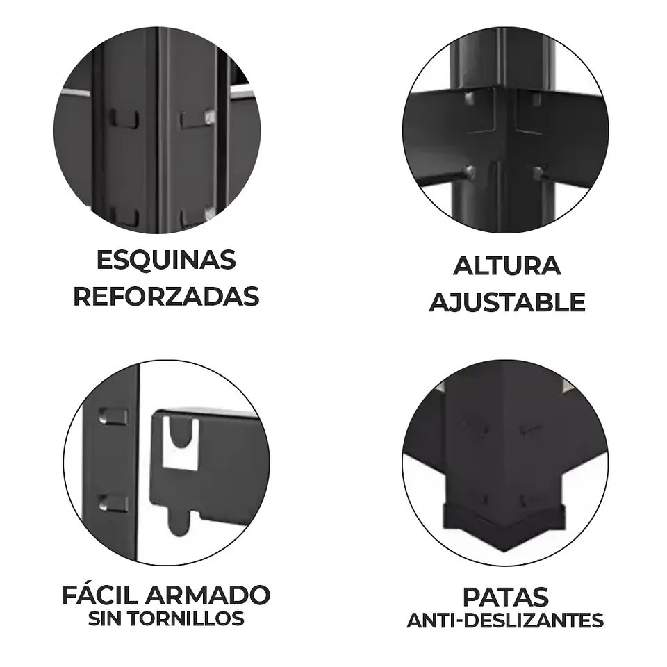 Estante Rack Metálico Negro 40x40x180cm,  5 Repisas, 200kg 3