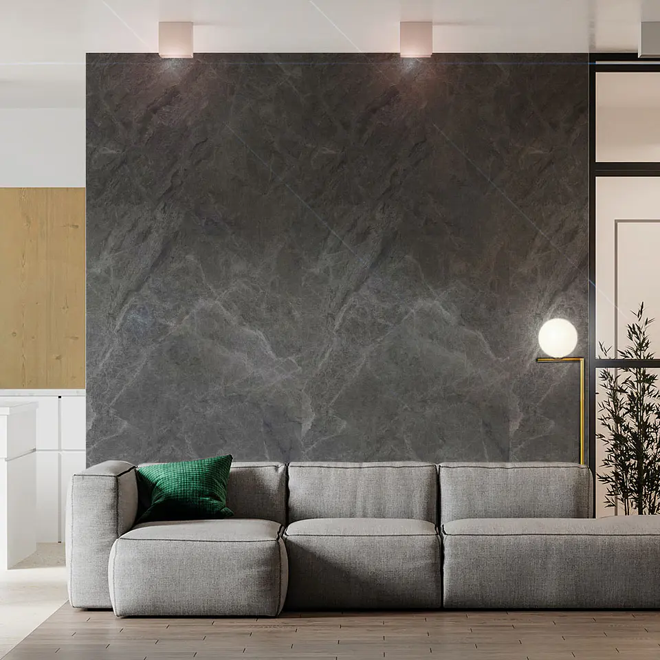 Plancha PVC estilo mármol, Gray para pared 122 x 244cm 2