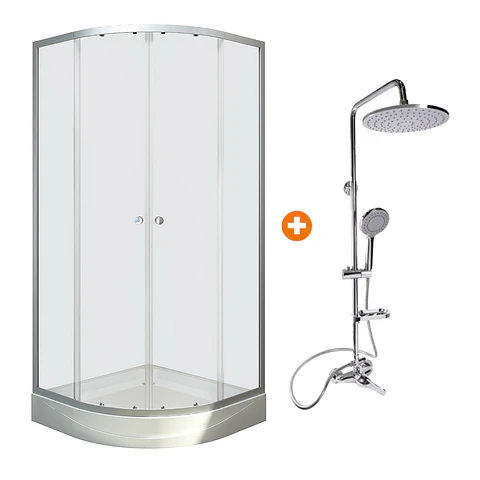 Combo Cabina Elegance 90x90 Curva + Columna de Ducha 3 Funciones