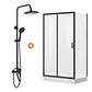 Combo Cabina Rectangular 120x90 + Columna de Ducha Negra 3 Funciones - Miniatura 1