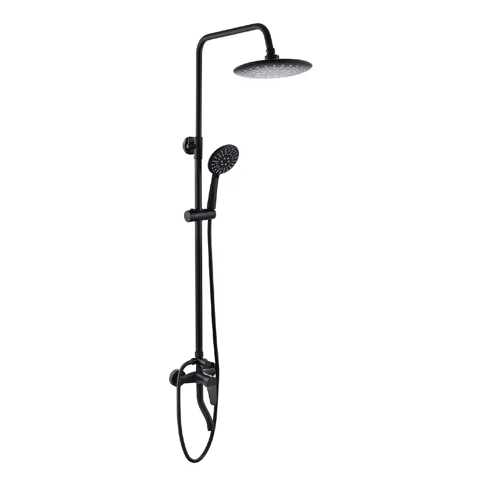 Combo Cabina Rectangular 120x90 + Columna de Ducha Negra 3 Funciones 4