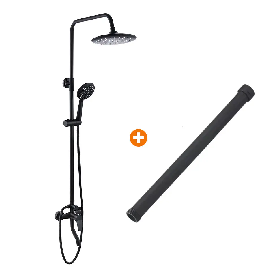 Combo Columna de Ducha Negra 3 Funciones + Tubo de Extensión 1