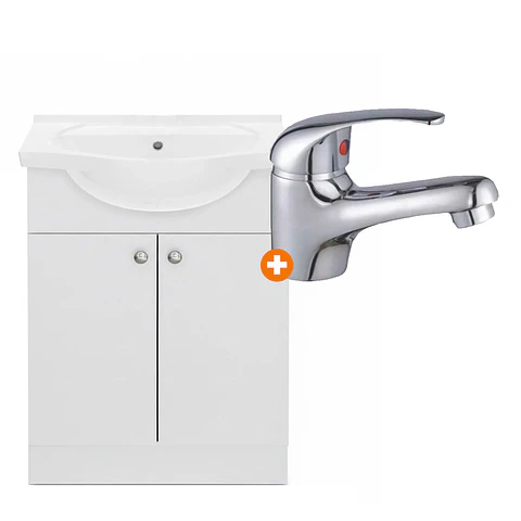 Combo Vanitorio a Piso Alaska 60cm + Grifería Lavatorio Colomba