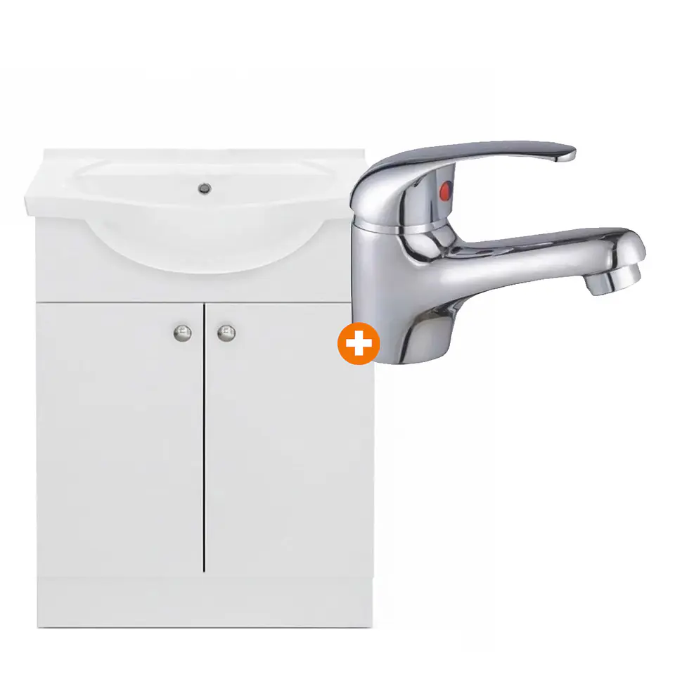 Combo Vanitorio a Piso Alaska 60cm + Grifería Lavatorio Colomba 1