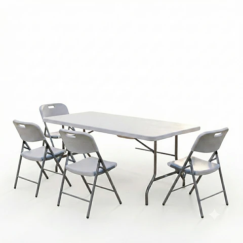 Set de Mesa Plegable tipo Maleta + 4 Sillas Plegables portátiles DOER