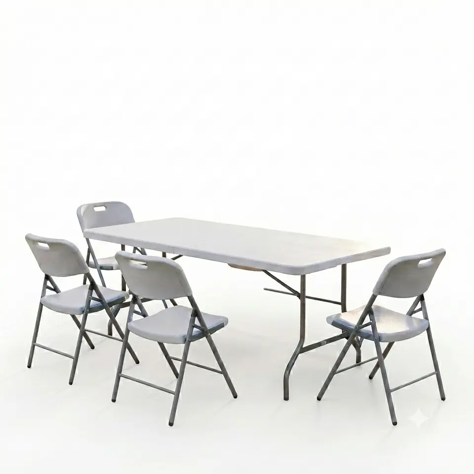 Set de Mesa Plegable tipo Maleta + 4 Sillas Plegables portátiles DOER 1