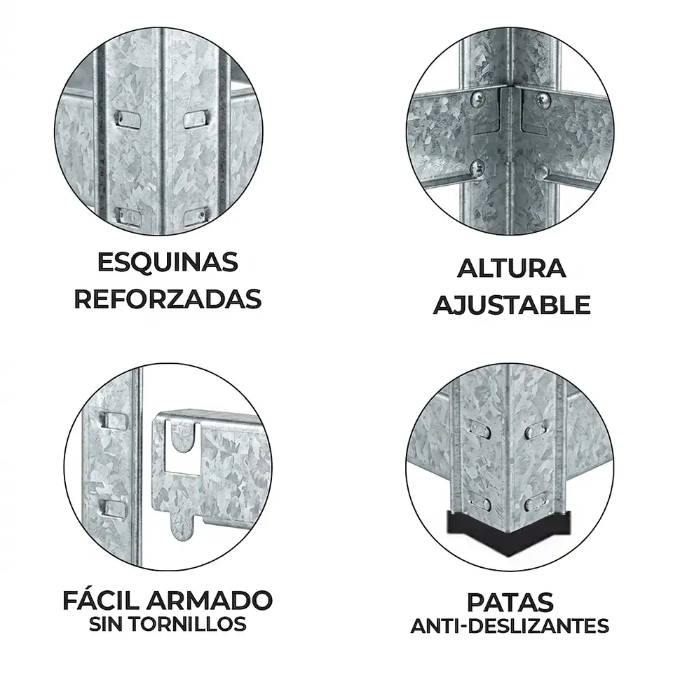 Estante Esquinero Galvanizado 75x40x180cm,  5 Repisas, 200kg 3