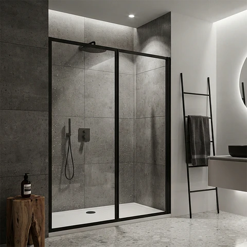 Mampara Ajustable 120-130x190 CM Marco NEGRO