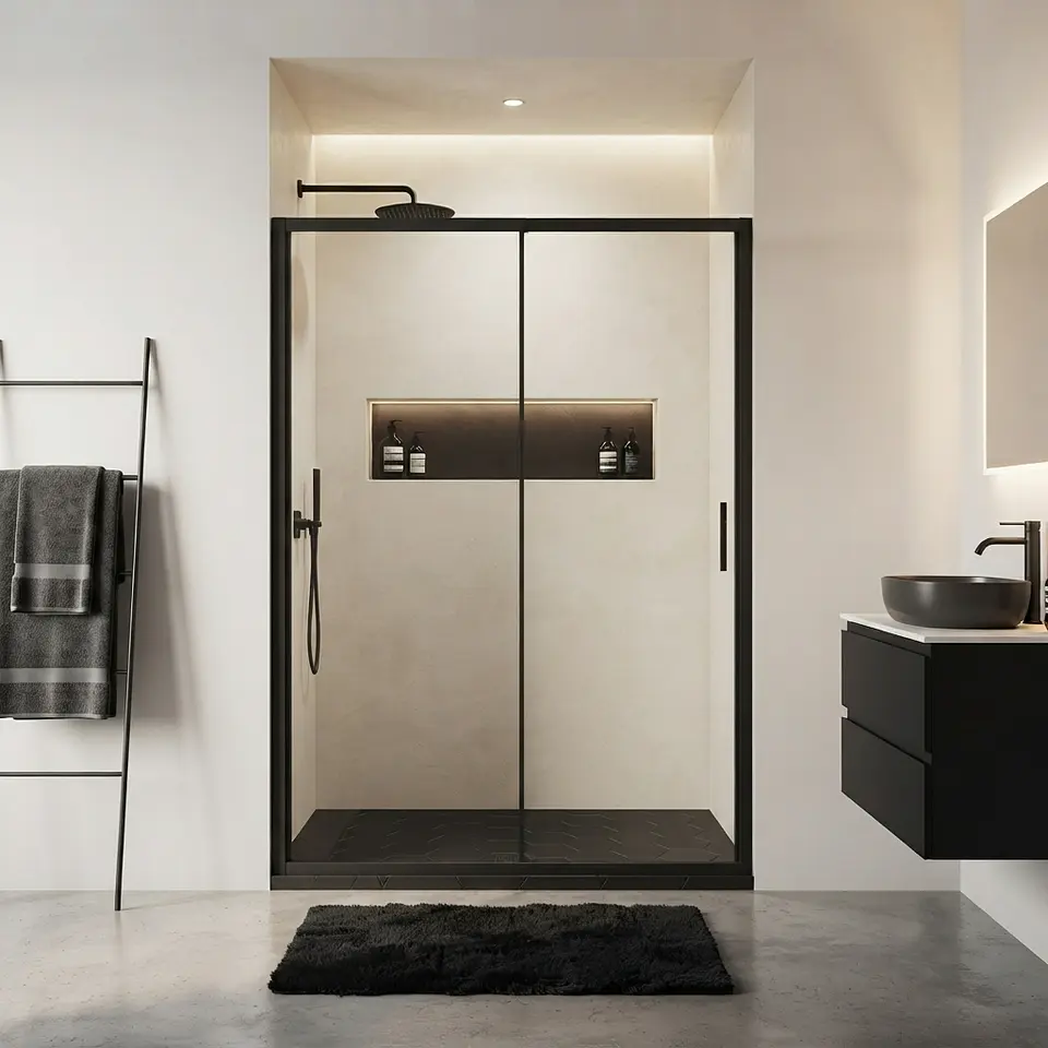 Mampara Ajustable 120-130x190 CM Marco NEGRO 4