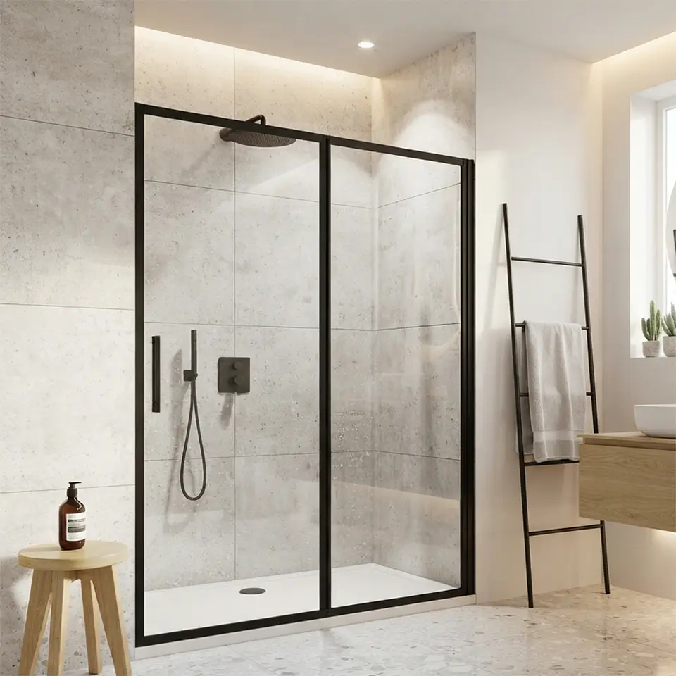 Mampara Ajustable 135-150x190 cm Marco NEGRO 2